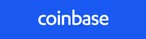 granatowe logo giełdy coinbase białe litery