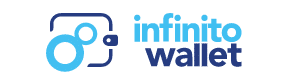 portfel infinitio logo niebiesko grantowe
