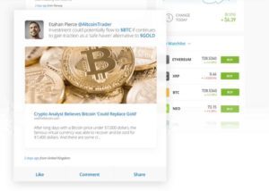 powiadomienia komunikaty transakcje innych użytkowników tablica posty traderów handel społecznościowy