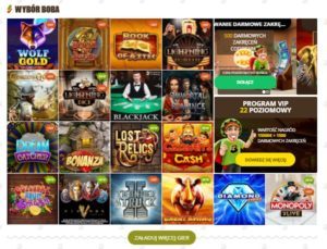 dwadzieścia gier proponowanych przez bob casino